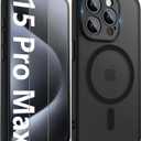 Innaght Magnetic for iPhone 15 Pro Max Case[Compatible with MagSafe][Camera Protection][2+Full Coverage Tempered Glass Screen Protector][Translucent Matte] Drop Protection Phone Case,6.7",Black