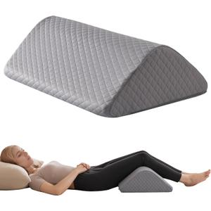 Knee Wedge Pillow 6.3'' for Post-Surgery Recovery-Leg Elevation Support for Sleep Position, Alleviating Lower Back & Hip Pain Enhancing Circulation in Ankles Legs Triangle Pillow with Removable Cover (19.7*14.2*6.3 Inchfor height under 5'3", Dark Gray)