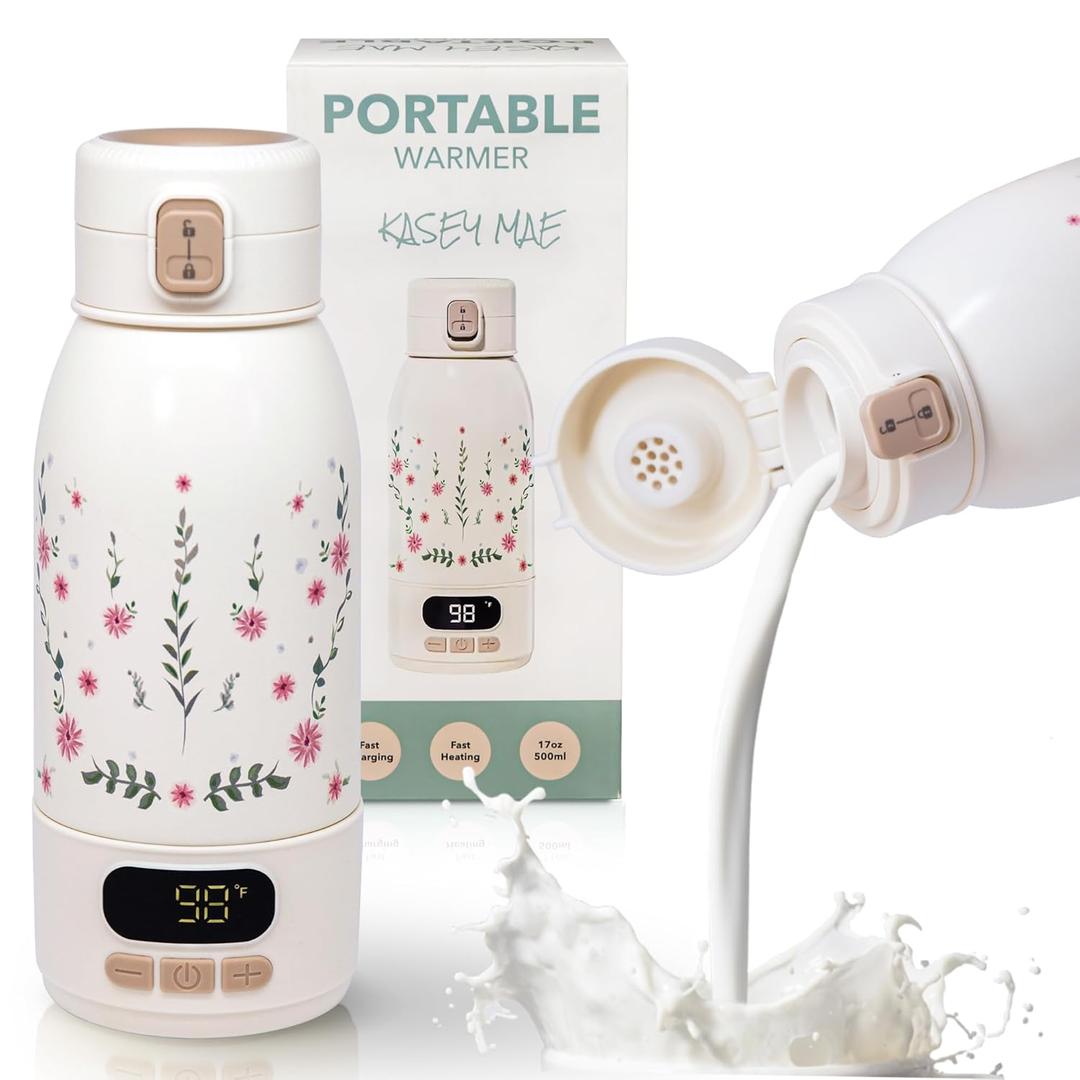 Portable Bottle Warmer for Travel 17oz Capacity - Fast Heating for Milk & Water, Portable Milk Warmer Suitable for Baby Outdoor, Airplane, and Car - Long Battery Life & Fast Charging