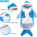 Shark Dogs Costume for Winter, Small and Medium-Sized Shark Dog Jacket, Sharks Dog Vest for Cold Weather, Fleece Puppy Hoodie, Sharks Pet Costume for Cat and Dogs(S)