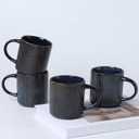 Coffee Mugs Set of 4, 12 OZ Ceramic Coffee Mugs with Handle, Vertical Stripes Coffee Cups Set for Latte/Tea/Cocoa/Milk, Microwave and Diahwasher Safe (Star Blue)