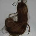 FLUFYMOOZ 28 Inch Ponytail Extension, Versatile Elastic Band Ponytail Extension for Women, Long Straight Synthetic Ponytail Daily Hair Chocolate Brown