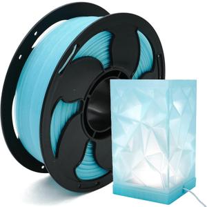 Transparent Sky Blue 1.75mm PLA Filament High Speed Clear Basic PLA Filament with Glitter 1kg (2.2lbs) Plastic Spool Fit Most FDM Printer AMS