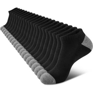 COOVAN 10 Pairs Mens Cushion Ankle Socks Men 10 Pack Low Cut Comfort Breathable Casual Socks, Large-Xlarge