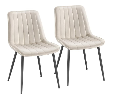 SONGMICS Dining Room Chairs Upholstered Chairs Curved Backrest Set