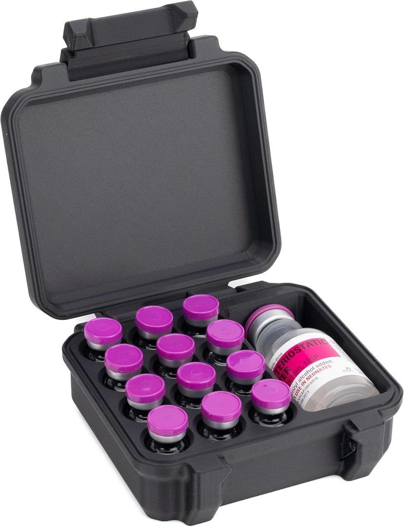 3ml and 30ml Vial Case for Peptide Vials and Reconstitution Solution | Temperature Regulating Fridge and Freezer Safe Case