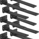 Floating Shelf Brackets 10 inch 10 Pack L Brackets for Shelves Black Metal Heavy Duty Shelf Bracket for DIY Decorative with Mounting Hardware