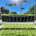 Outdoor Bridge Rope Ladder for Kids Rope Bridge Outdoor Obstacle Course Solid Wood Balance Climbing Bridge Slack Lines for Backyard for Child Outdoor Playground Equipment (19.6 FT)