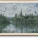 VIYYIEA Framed Canvas Wall Art for Living Room, Vintage Home Decor Landscape Oil Painting Summer Room Decor Bathroom Wall Decor, Large Wall Art -【Banks of the Seine】-(36x24)