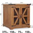Farmhouse End Table, 24" Large End Tables with Storage, Rustic Square Sofa Beside Table with Glass Barn Door, Wood Side Table Square Nightstand for Living Room, Bedroom, Office (Brown), 24" W x 24" D x 26" H