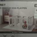 Acrylic Clear Dog Playpen Indoor with Door, 26'' H Transparent Dog Play Pen for Small Dogs, No-Connector Modular Puppy Playpen with Integrated Suction Cups Base, 10 Panels, White
