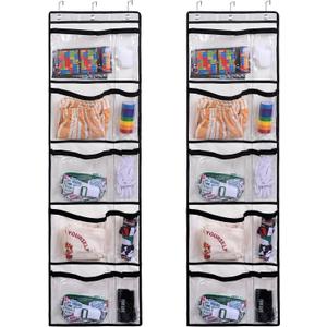 Weekly Kids Clothes Organizer for Daily Activity, Over Door Portable Kids School Clothing Storage with 3 hooks (Beige - 2 Set)