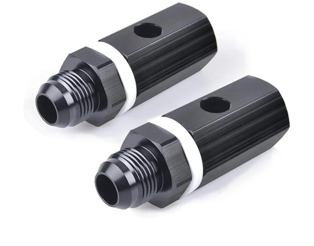 10AN Male Fuel Cell Tank Rollover Vent Valve Aluminum Fuel Cell Tank Mounted Hose Line Fitting Black Anodized 2Pcs