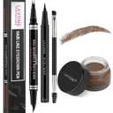 LAVONE Hair-Like Eyebrow Pen Makeup kit, Eyebrow Pencils for Women with Waterproof Microblading Eyebrow Pencil, Eyebrow Pomade, Eyeliner and Eyebrow Brush, Create Full, Natural Brows, Brunette