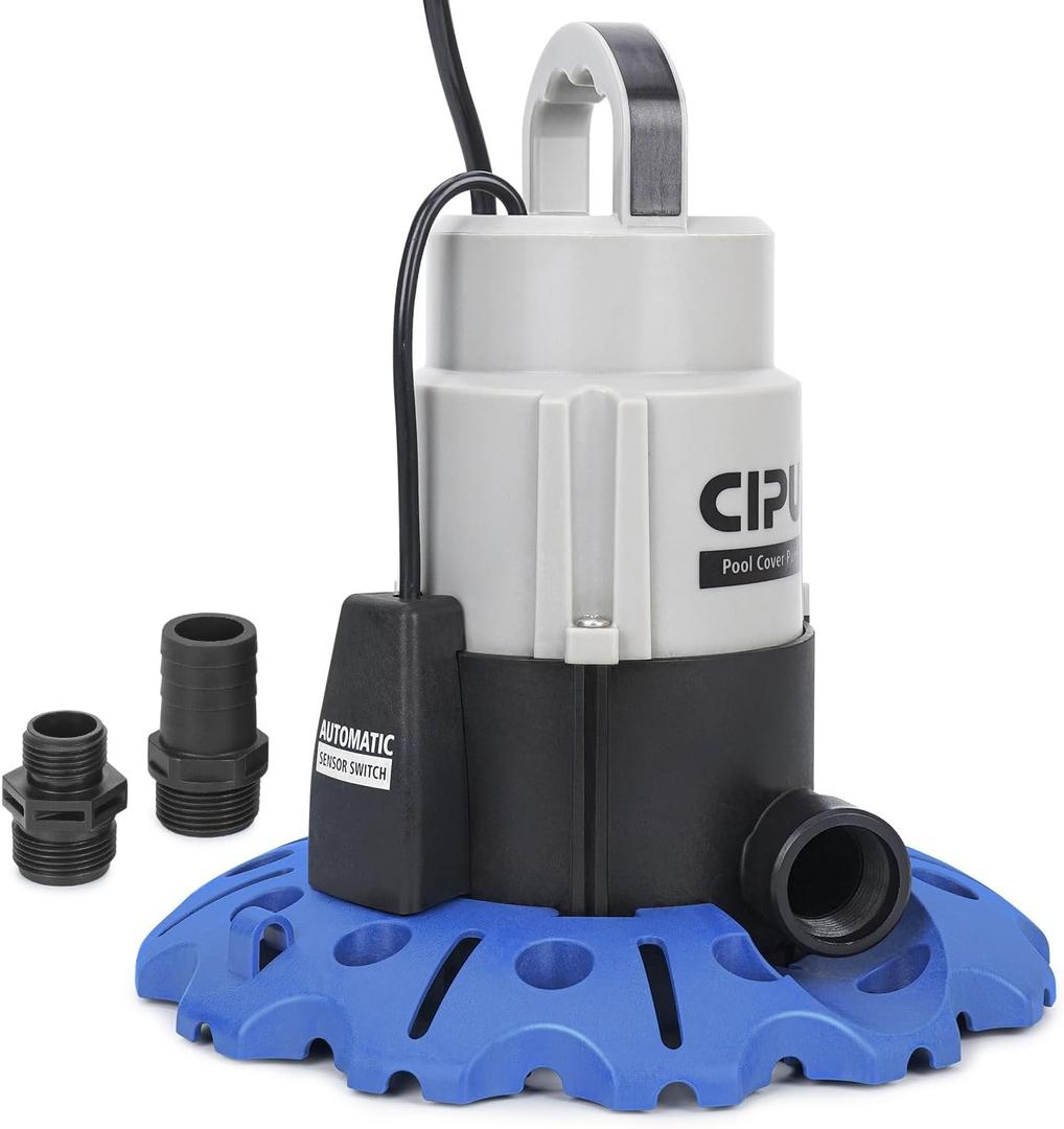 1/3HP Pool Cover Pump with Automatic Sensor Switch 2520GPH High Flow Submersible Sump Pump with 25FT Power Cord Easy to Use for Pool Covers Ponds Rain Barrels Basements