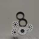 INJORA 1.0 Beadlock Wheel Stamped Steel Beadlock Deep Dish 1.0" Wheels for Axial SCX24 Gladiator Deadbolt Bronco C10 JLU Upgrade Parts(White)