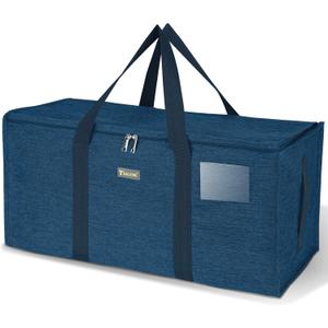 BALEINE Extra Large Storage Tote with Zippers & Carrying Handles, Heavy-Duty Oxford Fabric Moving Bags for Laundry, Space Saving, Storage, Denim Blue (1-Pack)