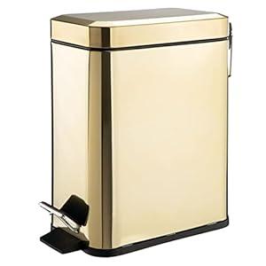 mDesign Small Modern 1.3 Gallon Rectangle Metal Lidded Step Trash Can, Compact Garbage Bin with Removable Liner Bucket and Handle for Bathroom, Kitchen, Craft Room, Office, Garage - Soft Brass mDesign Small Modern 1.3 Gallon Rectangle Metal Lidded Step Trash Can, Compact Garbage Bin with Removable Liner Bucket and Handle for Bathroom, Kitchen, Craft Room, Office, Garage - Soft Brass
