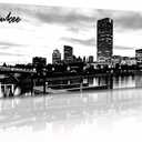 DJSYLIFE Milwaukee Skyline Wall Art Black and White Stretched Canvas Wall Art Prints for Bedroom or Office Decoration Ready to Hang 13.8" x 47.3" (47.3L" x 13.8W")