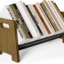 Desktop Bookshelf Organizer, Wood Desk Tilting Book Rack Shelf Organizer, Stable Bookshelves Storage, Portable Bookcase for Books/CDs/Magazine Display (Rustic Brown)