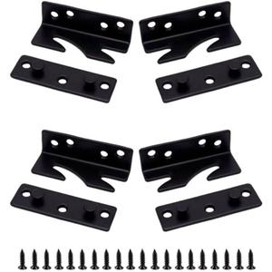 3.3-inch Bed Rail Bracket, 4 Pcs Black Iron headboard Bracket Frame Hardware Bed Hinge