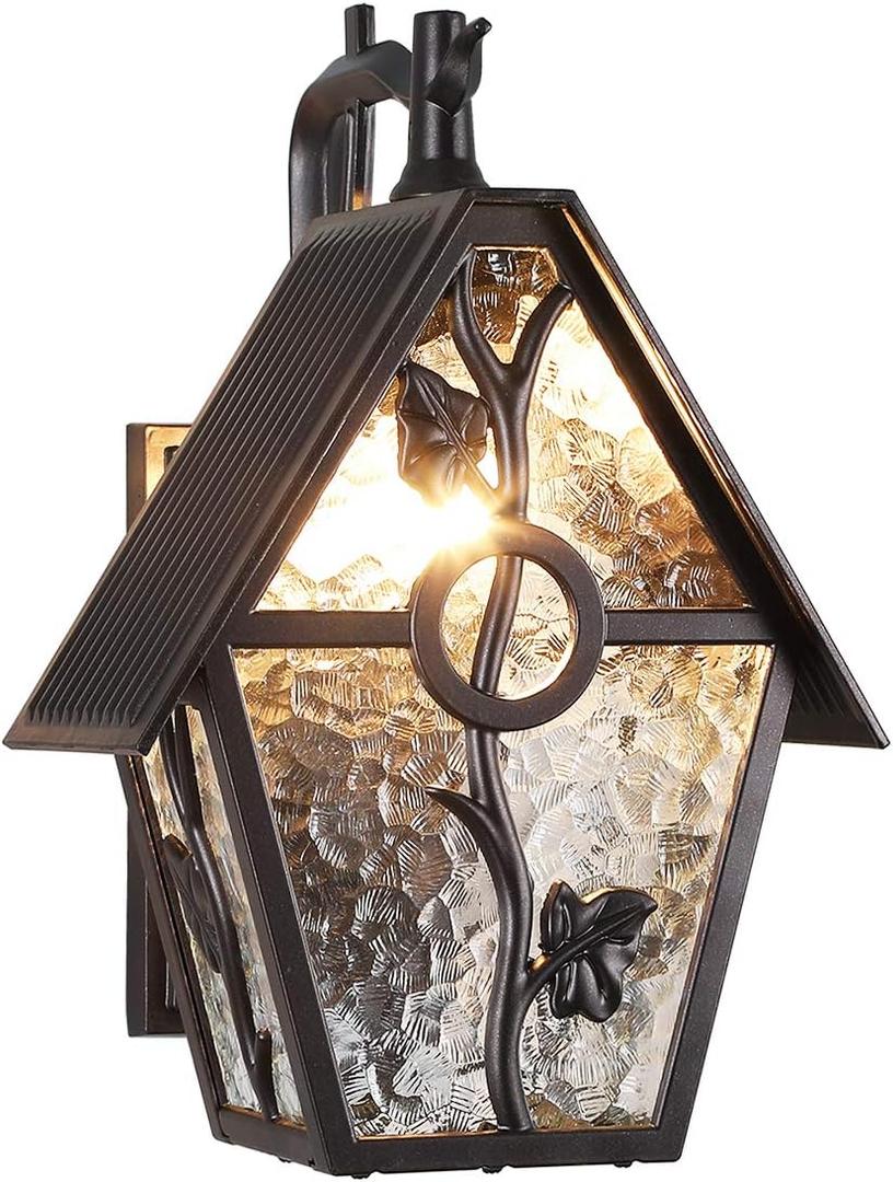 Rustic Outdoor Wall Lanterns Exterior Wall Mounted Sconce Light Designer Style Outdoor Light Fixtures for Home Patio Garden Garage Farmhouse Porch Lighting with Water Glass, Oil Rubbed Brown