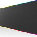 KTRIO RGB Large Gaming Mouse Pad with Stitched Edges, Superior Micro-Weave Cloth, Non-Slip Base, Water Resist Coating, 31.5 x 15.7 in, RGB Black