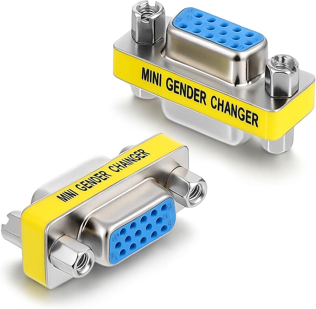VGA Female to Female Adapter, VGA Coupler HD15 Mini Gender Changer VGA Cable Extender Connector for Monitors Projectors Equipment Cable