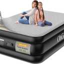 OhGeni 20" Luxury Full Air Mattress with Built-in Pump, Inflatable Bed with Silk Foam Topper for Superior Comfort, Premium Blow-Up Mattress for Home, Camping & Guests, Easy Setup, Extra Support, Black