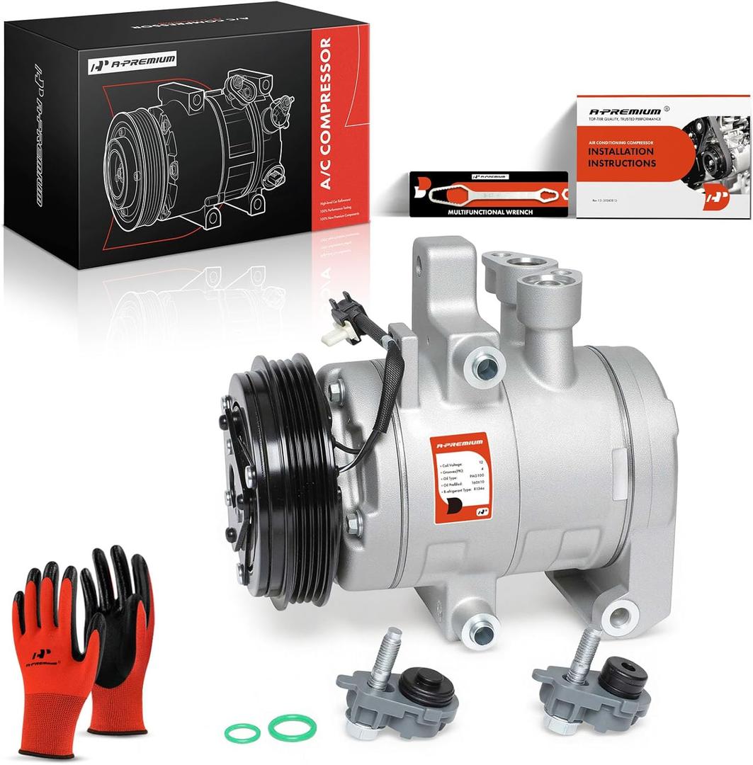 A-Premium A/C Compressor with Clutch Compatible with Ford F-150 5.0L 2015-2017 Flex, DKS20 Style