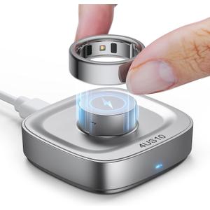 Ring Charger Compatible with Ou-ra Ring4, Fast Charge for Ou-ra Ring Gen 4 of Size 10, Charging Dock with USB-C Cable (Silver)
