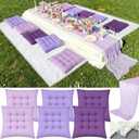 Extra Large Outdoor Picnic Blanket with Table Runner and Floor Pillow Cushion for Picnic Wedding Birthday Baby Shower Backyard(91 x 71'',Purple,6-Person)