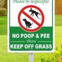 Heavy Duty Aluminum No Dog Poop Signs for Yard, 12" x 10" Metal No Peeing No Pooping Dog Sign With 28" Stake, Be Respectful Keep Off Lawn, Outdoor, Weather Resistant