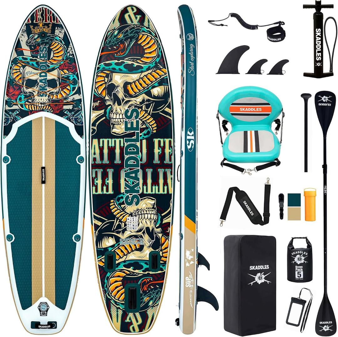 106 Inflatable Stand Up Paddle Board (SUP) for Adults and Youth with Non-Slip Deck Complete Accessories Kit, for Fishing, Yoga, Fitness & Family Fun