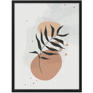 Ethan Taylor Botanical Wall Art Prints Unframed Posters 'Gray Bohemian Leaf' Home Dcor for Living Room, Bedroom, Office, 24 in x 36 in, Gray, Brown