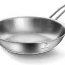 8.7inch Diameter 3-Ply Stainless Steel Construction with Aluminum Core, Great for Outdoor Cooking, All Cooktops Compatible, Simple & Minimalist Design, Exllent Heat Retention