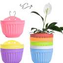8 Pack Hanging Planters Wall Planters for Indoor Outdoor Plants, Colorful 8 inch Plant Pot with Drainage Hole, balcony planter railing hanging Pot, Plant Wall Mount Home Dcor with Accessaries