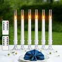 White Flameless Window Candles, Battery Operated Taper Candles, 6 Pcs Christmas LED Candlesticks, Acrylic Christmas Flickering Candlelights with Remote Timer H9.45