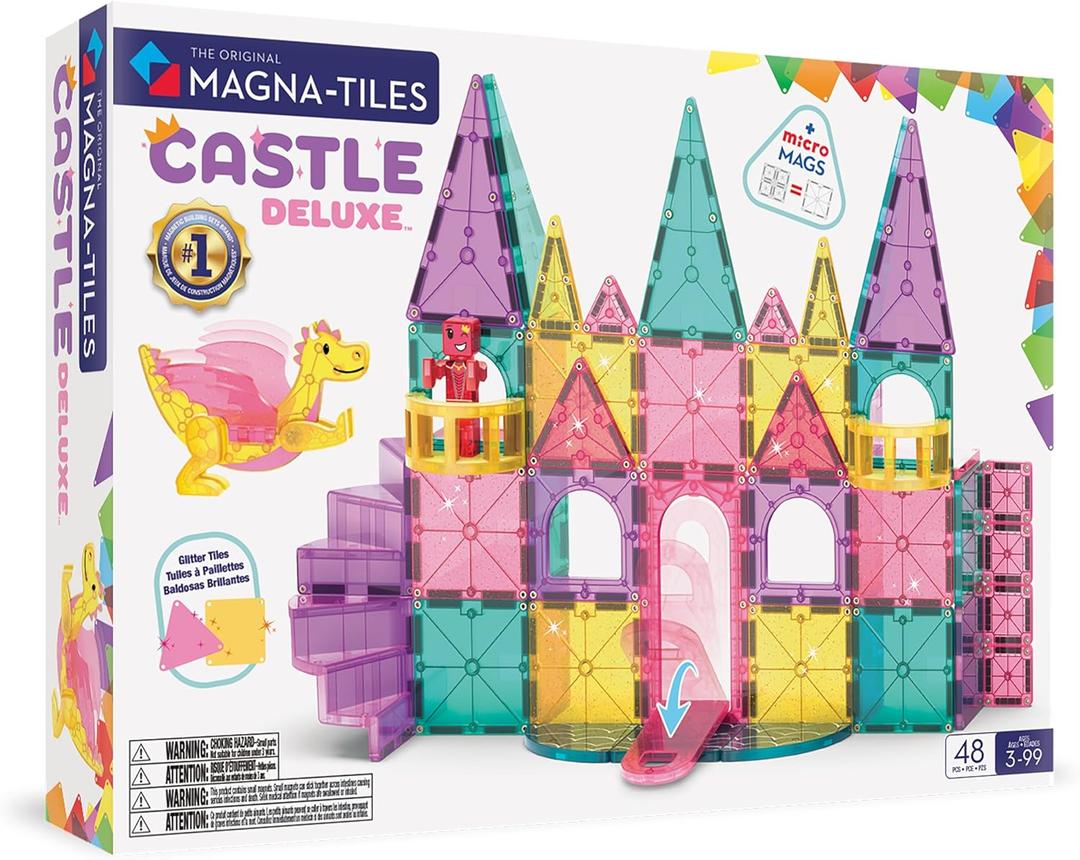 Magna-Tiles Castle DLX 48-Piece Magnetic Construction Set, The Original Magnetic Building Brand