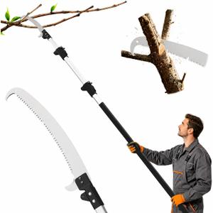 Pole Saw for Tree Trimming, Extendable Tree Pruner with Double Hook Saw, Manual Pole Saw for High Branches, Pruning Branch Cutter for Yard, Garden, Patios