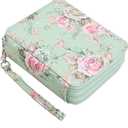 Lbxgap Rose Colored Pencil Organizer - 72 Slot Case with Zipper for Watercolor Pens, Markers and More