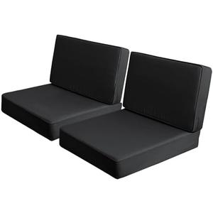 AAAAAcessories Outdoor Deep Seat Cushions, Foam Pillow, Waterproof, Fade-Resistant Patio Furniture Replacement Cushions, 24" x 24" x 5", Set of 2, Black
