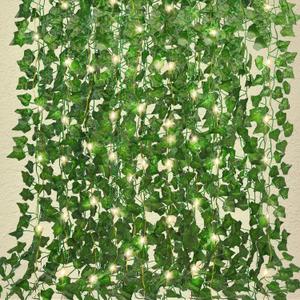 RECUTMS Artificial Ivy Vines 250 FT with 300 LED String Light Leaf Garland Fake Hanging Plants for Long Leaves Greenery Room Garden Office Wedding Wall Shower Patio Outdoor Indoor Decor (36 Pack)