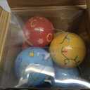 Thyle Christmas Ball Ornaments Cartoon Tree Hanging Ornaments 2.4" Theme Foam Christmas Winter Balls Decoration Cute for Adults for Holiday Xmas Trees Home Decor(12 Pcs,Blue and Gold Ring)