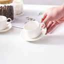 2.5oz Espresso Cups Set of 4, Porcelain Stackable Espresso Cups with Saucers and Metal Stand Set, White Expresso Shots Cup Set