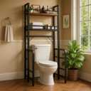 Toilet Safety Rail with Storage, Adjustable Toilet Handles for Elderly & Seniors, Handicap Bathroom Accessories, Easy Installation Bathroom Toilet Grab Bar Fit Any Toilets