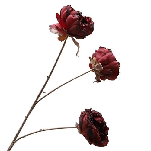 HUFFA Artificial Flowers for Wedding Arrangement and Home Decoration(Red Dried Peony)