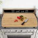 Bamboo Cutting Board, 30"x20" Extra Large Noodle Board with 4 Removable Feet, Juice Groove, Wooden Stove Top Covers for Electric Stove, Gas Burners, Counter Space (Natural - Curved Edge)