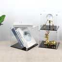 Clear Self-Assembly Acrylic Boxes for Display, Transparent Display Case with Black Base and Lid, Cube Countertop Storage Boxes Glass Case for Collectibles Models Doll Boy Figurine, 9x9x9Inch