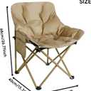 Outdoor 3-Layer Padded Moon Chair, Thick Cotton Cushion, 600D Oxford Fabric, Portable Folding Camping Chair with Side Pocket, Supports up to 300 lbs, 26" x 15" x 15" (Brown/Compact), 18.8 inches x 18.8 inches x 36 inches